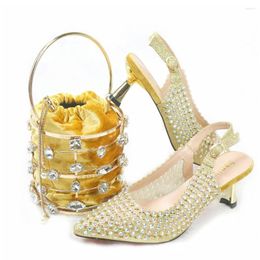 Dress Shoes Doershow Italian Shoe And Bag Set 2023 Women In Italy Gold Color With Matching Bags HYU1-24