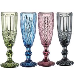 Vintage Colourful Goblet Champagne Wine Glasses Cup Tail Whiskey Cups Crystal Sculpture Juice Beer Glass 150ml s
