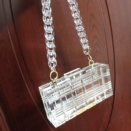 Shoulder Bags Clear Acrylic Box Boutique Clutch Bag For Wedding Luxury Purses And Handbags Plaid Party Designer Chain