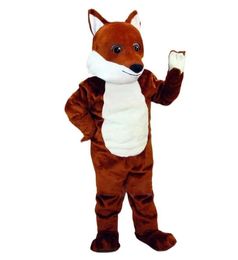 Long Fur Brown Sly Fox Mascot Costume Cartoon Husky Dog Wolf Puppet Headgear Halloween Christmas Party Dress Parade Suit