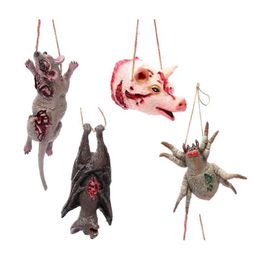Party Decoration Spooky House Pendant - Bloody Pig Bat Rat And Spider Shape Halloween Necklace For Scary Decor Drop Delivery Home Ga Dhhd5