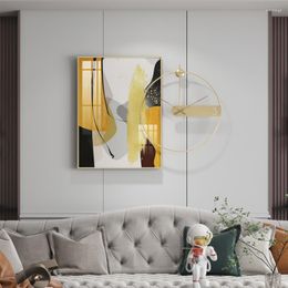 Wall Clocks Home Clock Decoration Painting Gold Living Room Gift Hands Modern Unique Fashion Bedroom Silent Saat Decor