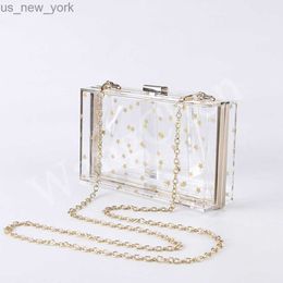 Totes Acrylic Chains Star Print Transparent Box Jelly Bag Box Clear PVC Women Purses Handbags Small Design Evening Crossbody Tote Bags HKD230822