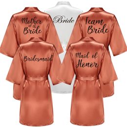 Women s Sleepwear Caramel Bathrobe Bride Satin Robe Women Getting Married Hen Party Sisters Sqaud Mother Wedding Bridesmaid Robes 230822