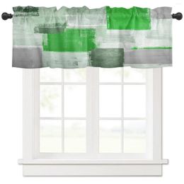 Curtain Oil Painting Abstract Geometric Green Short Curtains Kitchen Cafe Wine Cabinet Door Window Small Home Decor Drapes