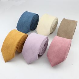 Neck Ties Soft Microsuede Men s Solid Colour Tie N 7cm Width Necktie Slim Skinny Cravate Thick Neckties 230822