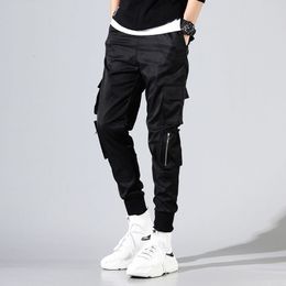 Men's Pants Fashion Hip Hop Mens Cargo Streetwear Overalls Men Joggers Trend Formal Casual Man Punk Black 230821