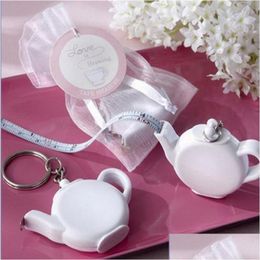 Party Favour Love Is Brewing Teapot Plastic Measuring Tape Keychain Portable Mini Key Chain Christmas Gift Favours Za1221 Drop Delivery Dhu0U