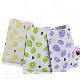 Storage Bags Leaf Printed Pure Aluminium Foil Bag Eye Mask Food Packaging Tea Heat Seal Plain Pocket Pouch Lx0992 Drop Delivery Home Ga Dhamk