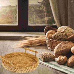 Dinnerware Sets Tray Rattan Breads Basket Breakfast Desktop Storage Beech Kitchen