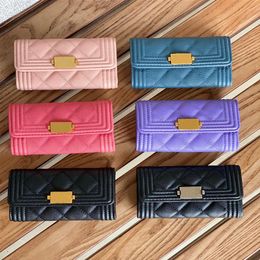 Fashion s classic Card Holders women's high-quality all leather luxury designer bag gold and silver buckle wallet with bo2971