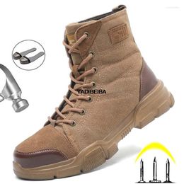 Boots Security Steel Toe For Men Military Work Indestructible Shoes Desert Combat Safety Army