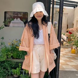 Women's Jackets Clothland Women Chic Print Loose Kimono Coat Sashes Pocket Long Sleeve Oversized Style Summer Thin Jacket Mujer CA545