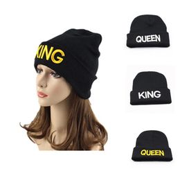 ALLKPOPER Beanie 2020 Warm Women Winter Cap Hats & Caps Men King Queen Beanie Winter Hats Cap Knitted Hip Hop Hat Couple Gorro311x