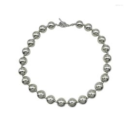 Chains Korea Fashion Silver Colour Metal Round Bead Necklace For Women Girls Vintage Cool Beaded Clavicle Chain Gifts Jewellery