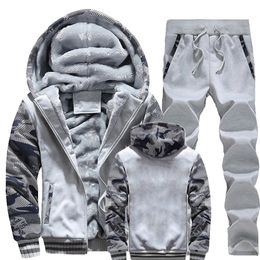 Men s Tracksuits Fleece Sports Jacket Pants Suits Winter Plush Thickened Hoodies Jackets Coats Trousers Casual Tracksuit 230821