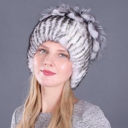 HT3268 High Quality Real Fur Hat Thick Warm Winter Hats for Women Beanie Hat Ladies Fur Ski Earflap Cap Skullies Beanies311l