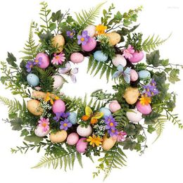 Decorative Flowers 5 Styel Bow Ribbon Easter Eggs Wreath Garland Door Ornaments Wall Decor Happy 2023 Day For Home Kids