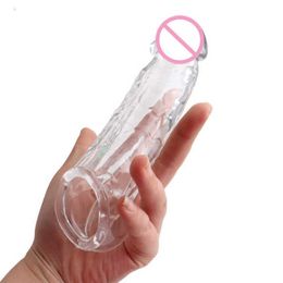 Massager Reusable Penis Sleeve Extender Cock Rings Delay Ejaculation Silicone Glans Cover Enlargement for Men