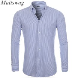 Men's Casual Shirts Men Stripe Oxford Fabric Dress Up Button Down Gentleman Chemise Hombre Long Sleeve Daily Workplace Office Clothing 230822