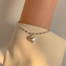 Link Bracelets Fashion Oval Bead Tassel Heart Charm Bracelet &Bangle For Women Girls Party Wedding Bohemian Jewelry SL198
