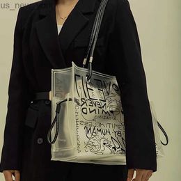 Totes Summer and Autumn Transparent Bag for Women 2023 New Texture Underarm One Shoulder Tote Bag for Women HKD230822