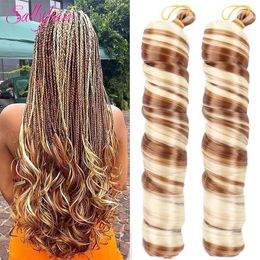 Lace Wigs Sallyhair 6 Bags Synthetic 22Inch French Curly Braiding Hair Spiral Curls Crochet Hair Bouncy Curly Hair Bulk Hair 230821
