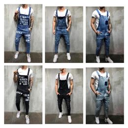 Men's Ripped Jeans Jumpsuits Streetwear Distressed Denim Overalls For Man Suspender Pants Size S-XXXL Salopette Uomo2853