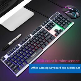 Keyboards LED Lighting Dazzlingly Cool Keyboard Mouse Combination Mechanical Rgb Usb Interface For Desktop Laptop 230821