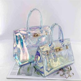 Street Jelly Transparent Bag Laser Mirage Beach Bag Pvc Portable One Shoulder Straddle Women's Bag 220514285c