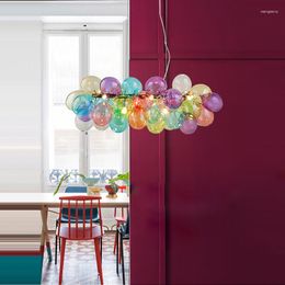 Chandeliers LED Postmodern Colourized Glass Bubble Designer Chandelier Lighting Lustre Suspension Luminaire Lampen For Dinning Room