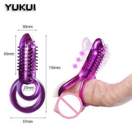 Massager Double Vibrating Cock Ring Vibrator Time Delay Dual Rings Penis for Men Prolonging Climax Enhance Ability Product