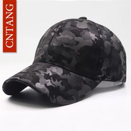 CNTANG Leather Suede PU Camouflage Baseball Cap Men Fashion Spring Hat Snapback Hip Hop Unisex Caps Adjustable Brand Casual Hats286Z