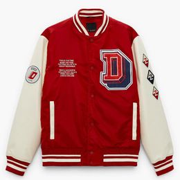 Men s Jackets High Street American Baseball Jacket Men Vintage Letter Embroidery Coat Spliced Oversize Unisex Autumn Winter 230821