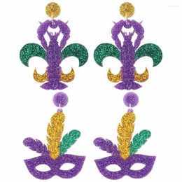 Dangle Earrings Hyperbole Lobster Clown Hat Feather Mask Acrylic For Women Carnival Party Glitter Mouth Bread Drop Earring Fashion