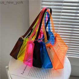 Totes 2021 Summer Transparent Pvc Jelly Bag Fashion Women's Shoulder Bag Design Clear Underarm Shopper Bag Female Purses Handbags HKD230822