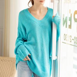 Women's Sweaters Trendy Autumn Winter Women Pullovers Sweater V-Neck Knitting Sexy Minimalist Casual Solid Ladies Female Tops SW8887