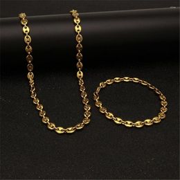 Link Bracelets 2023 Coffee Bean Necklace Bracelet For Women Oval Pig Nose Gold Color Stainless Steel With Jewelry Gift 5.5MM