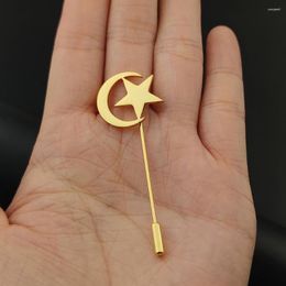 Brooches Islam Star Moon Men Brooch Stainless Steel Religious Amulet Lapel Pin Vintage Suit Shirt Sets Wedding Gift For Boy Husband Dad