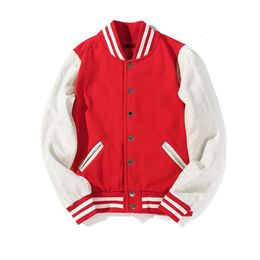 Womens Jackets Unisex College Varsity Baseball Solid Colour Fashion Letterman Outerwear For Couples Uniform 230821