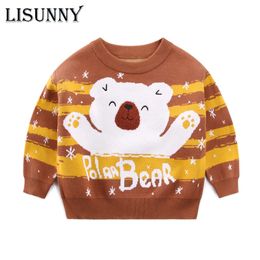 Family Matching Outfits Kids Sweater Boy Girls Pullover Stripe 2023 Autumn Winter Children Cartoon Bear Cotton Baby Sweaters Toddler Jumper 17y 230821