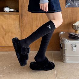 Women Socks Fashion Cotton JK High Knee Female Embroidery Long Stockings Leg Dress Calcetine Medias
