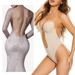 Waist Tummy Shaper Bodysuit Shapewear Backless Underwear Sexy Thong Women Wedding Slimming Leotard Push Up Corset Faja Body With Bra 230821