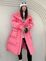 Women's Trench Coats Lamb Fur Large Lapel Down Jacket For Women Winter 2023 Medium Length Thickened Coat Fashion Elegant Parka Mujer Abrigo