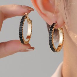 Hoop Earrings European And American Zircon Circle Women Retro Light Luxury Fashion Elegant Jewelry Accessories