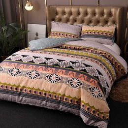 Bedding sets Bohemia Style Printed Bedding Set King Size Boho Vintage Boho Twill Duvet Cover and cases Soft Comfor Comforters Covers x0822