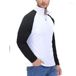 Men's Hoodies Fashion Patchwork Mens Sweatshirt Slim Zip-up Stand Collar Long Sleeve Tops Men Sports Fitness Training Breathable Sweatshirts