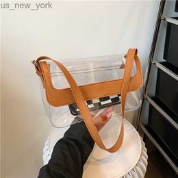 Totes PVC Transparent Jelly Bag Handbag for Women Casual Shoulder Crossbody Bag Ladies Fashion Purse 2023 Summer Small Square Bag HKD230822