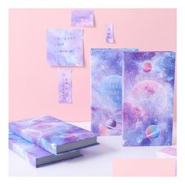 Party Favour Space Cherry Blossoms Sticky Notes Galaxy Planet Notebook Little Book Sticker Set With Box Tearable Note Students Prize Dhwfu