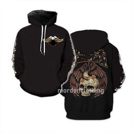 Men's digital street Europe and the United States cross-border new Harley fashion motorcycle printed pullover neutral style of hoodie autumn and winter new 2023